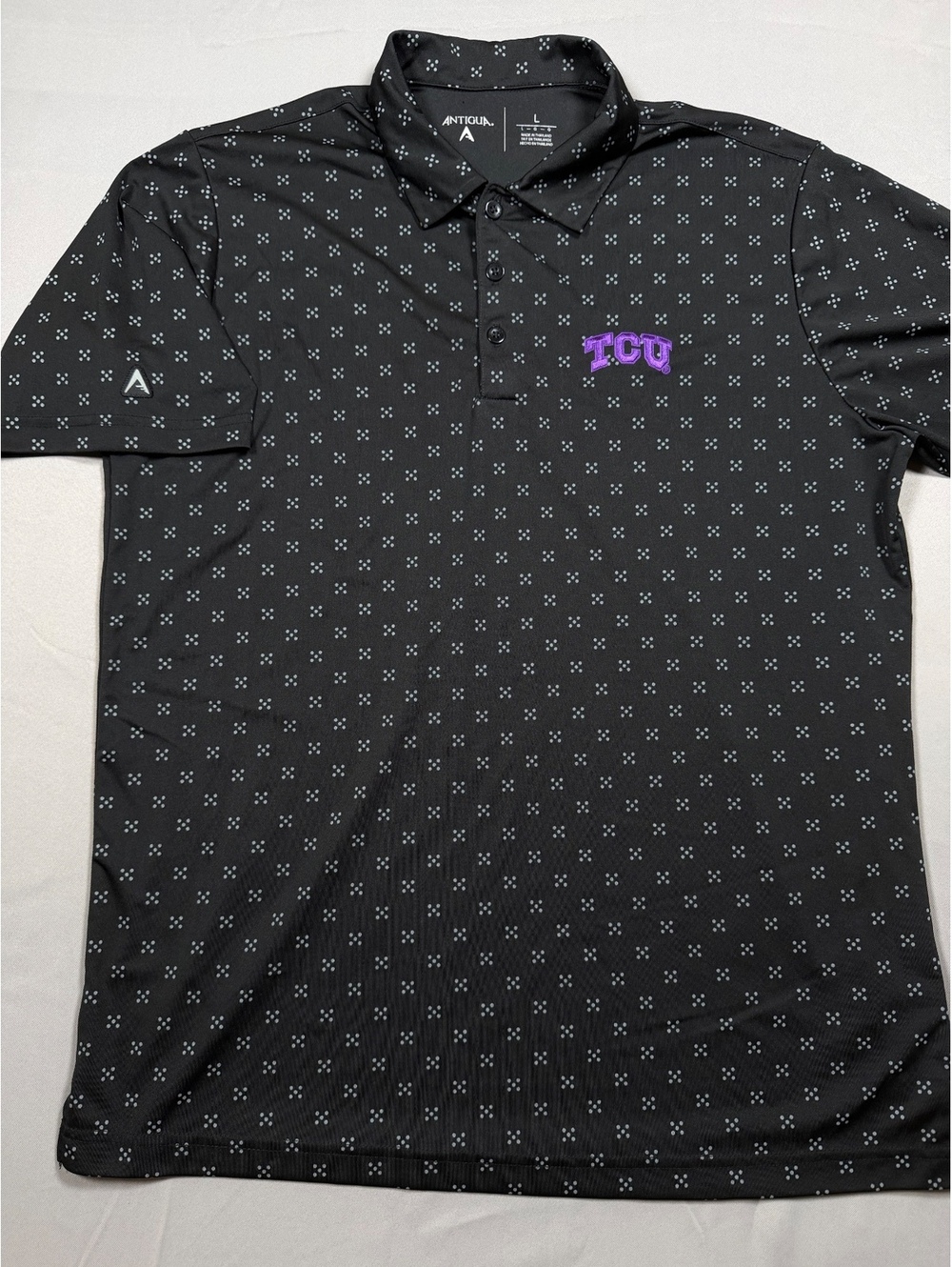 Antigua Black TCU Polo Shirt Size L